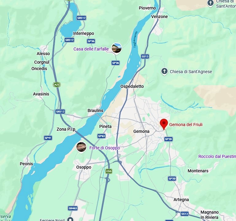 Google map of the zona terremotata